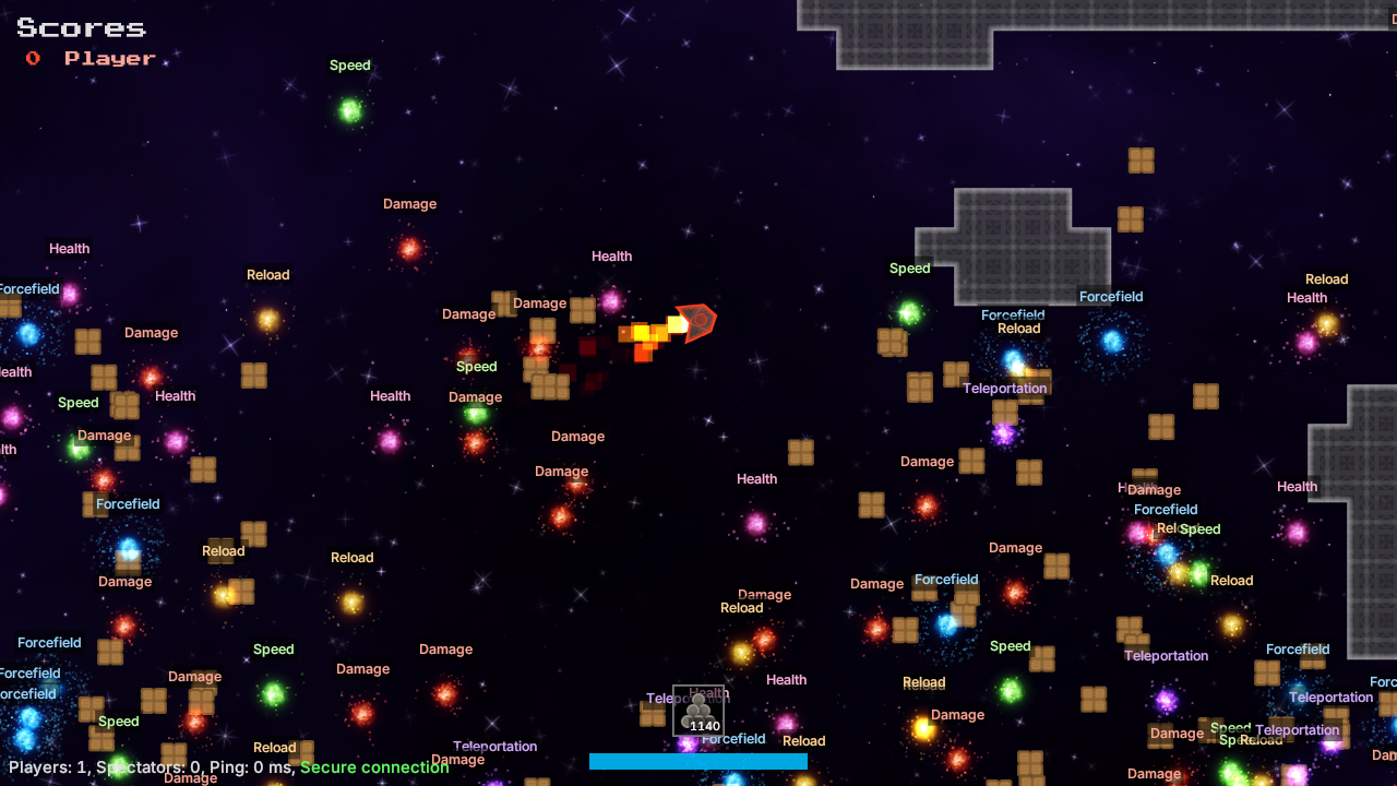 Screenshot showing labels above powerups.