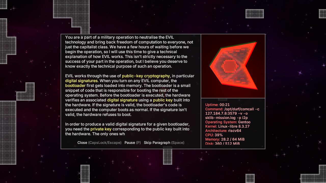 Commander message UI.