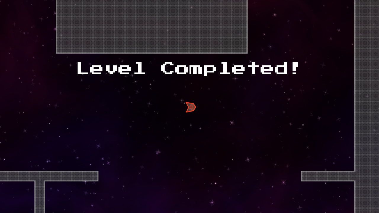 Red player in a game with large text saying "Level Completed!".